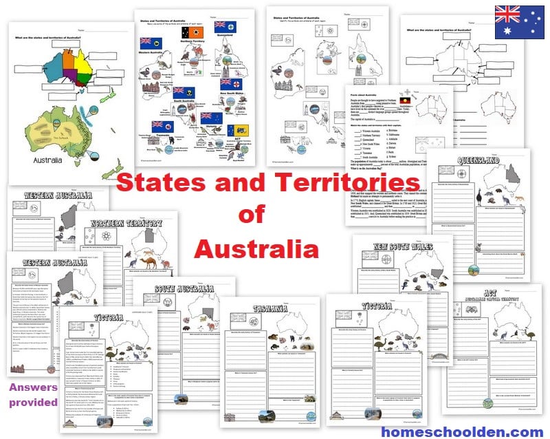 States and Territories of Australia worksheets