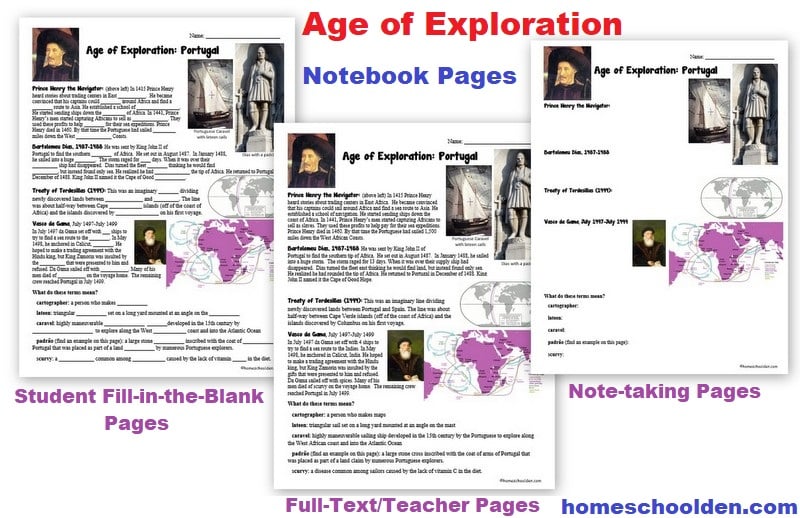Age of Exploration Notebook Pages