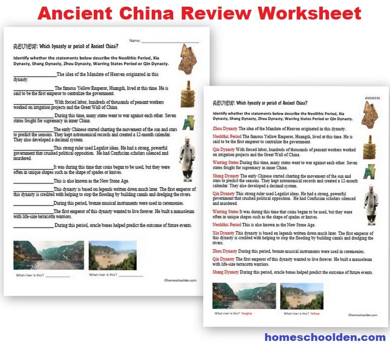 Ancient China Review Worksheet