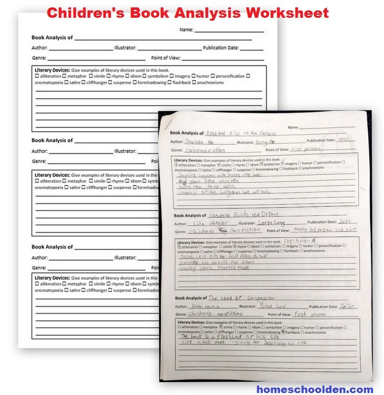Children's Book Analysis Worksheet