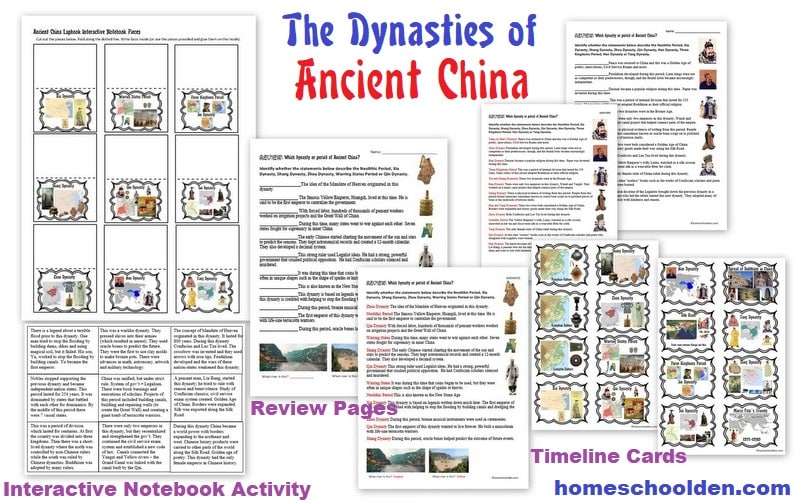 Dynasties of Ancient China - Worksheets Timeline Card Activity