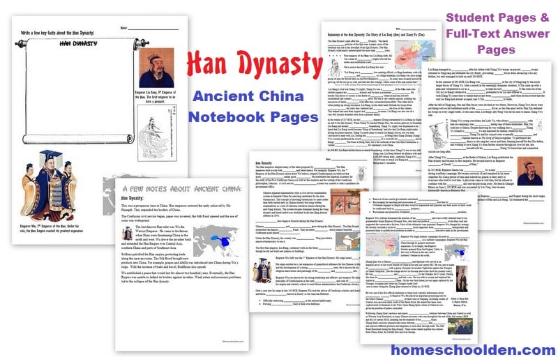 Han Dynasty Ancient China Unit Worksheets