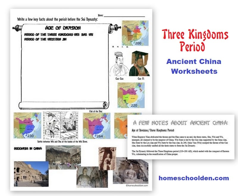 Three Kingdoms Period - Ancient China Worksheets