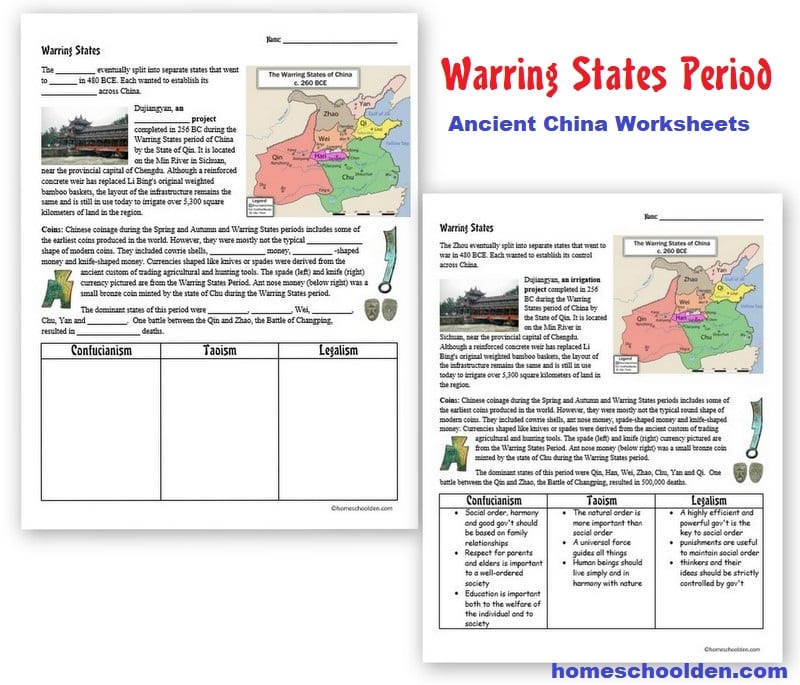 Warring States Period - Ancient China Worksheets