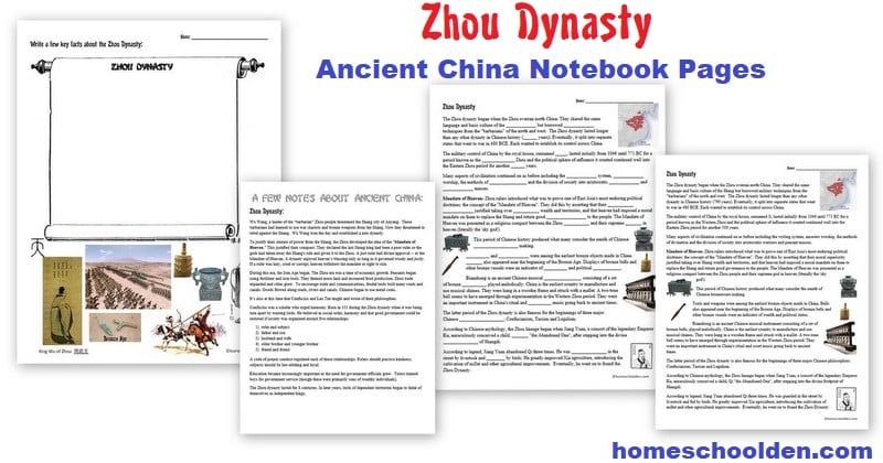 Zhou Dynasty - Ancient China Worksheets - Notebook Pages