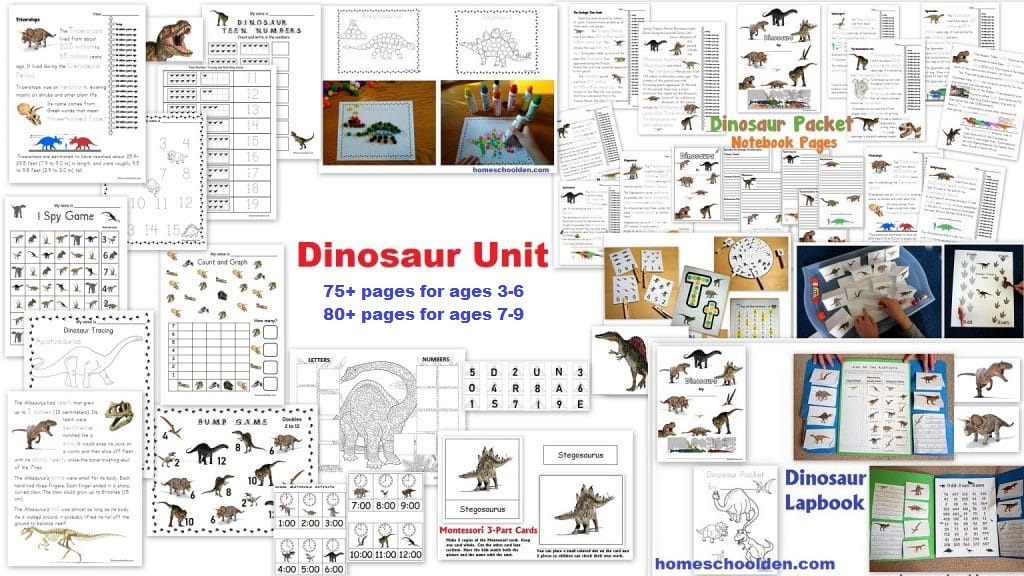 Aktivnosti jedinice Dinosaurusa Lapbook Igre Stranice za bilježnice i više