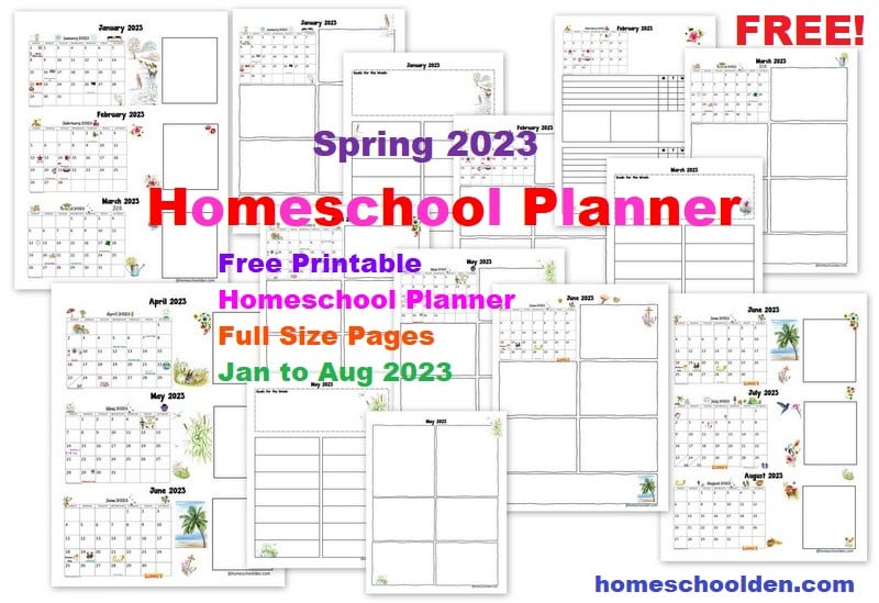 Planejador de ensino doméstico gratuito - Imprimível gratuitamente para a primavera de 2023