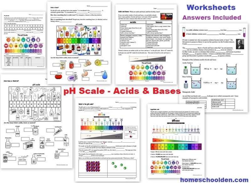pH Scale - Acid-Base Worksheet Set