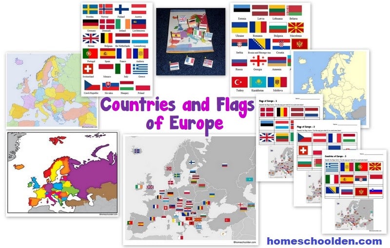 Countries - Flags of Europe Worksheets and Maps