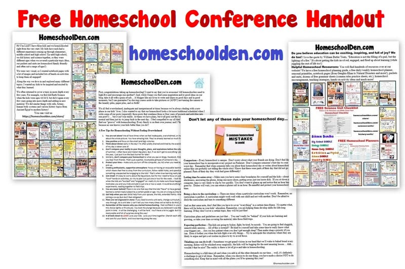 Homeschool Conference Handout FREE PDF