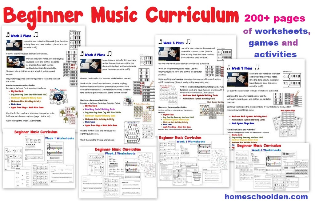 Beginner Music Curriculum - Games Activities Worksheets for Elementary