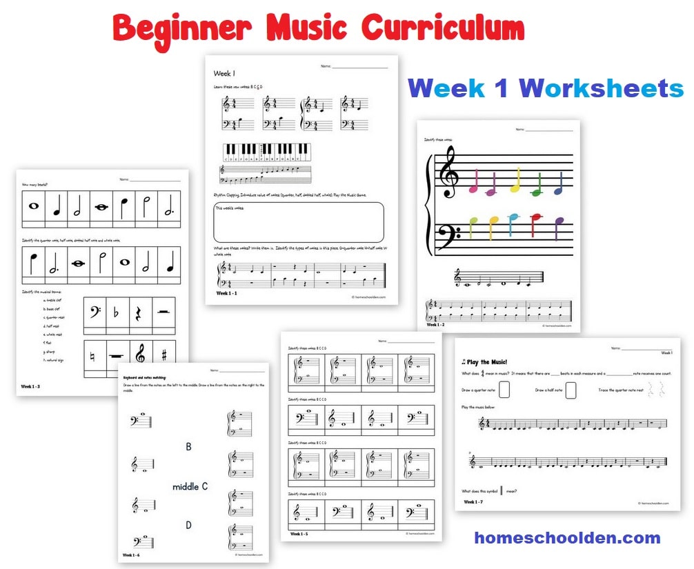 Beginner Music Curriculum Week 1 Worksheets