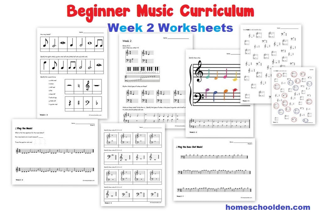 Beginner Music Curriculum - Week 2 Worksheets