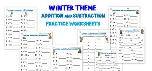 Addition and Subtraction Worksheet Packet - Winter Theme