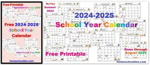 Free 2024-2025 Calendar Printable - Homeschool Den